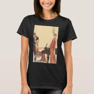 Vintage Musik, Art Deco Pianist Musiker Sänger T-Shirt