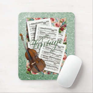 Vintage Musik & Blumen Mousepad