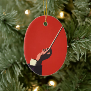 Vintage-Musik, Dirigentenhand hält einen Taktstock Keramik Ornament