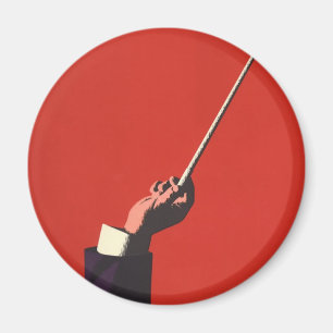 Vintage-Musik, Dirigentenhand hält einen Taktstock Magnet