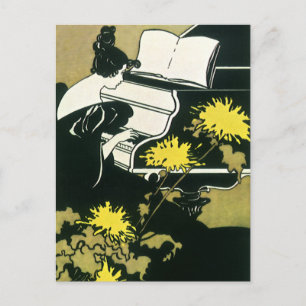 Vintage-Musik, Fräulein Traumerei spielt Klavier, Postkarte