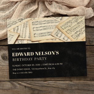 Vintage-Musik-Geburtstag Einladung
