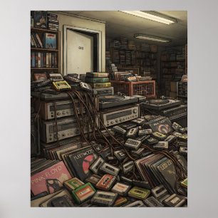 Vintage-Musik inspirierte liminale Hinterzimmer Poster