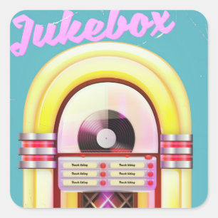 Vintage-Musik-Jukebox Quadratischer Aufkleber