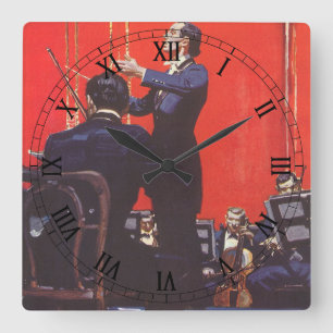 Vintage-Musik, Orchesterleitung Quadratische Wanduhr