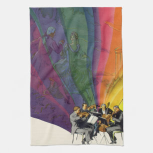 Vintage Musik Regenbogen, viktorianisches Paar bei Geschirrtuch