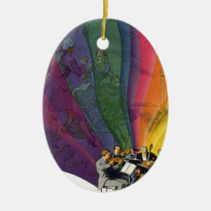 Vintage Musik Regenbogen, viktorianisches Paar bei Keramik Ornament