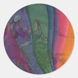 Vintage Musik Regenbogen, viktorianisches Paar bei Runder Aufkleber