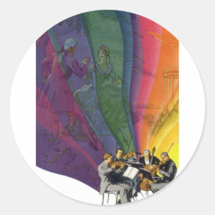 Vintage Musik Regenbogen, viktorianisches Paar bei Runder Aufkleber