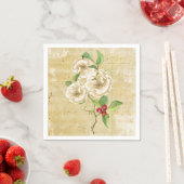 Vintage Musik, Rose und Berries Weihnachten Napkin Serviette (Beispiel)