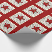 Vintage Musik-roter Stern personalisiert Geschenkpapier (Ecke)