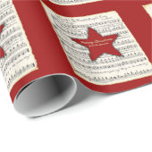 Vintage Musik-roter Stern personalisiert Geschenkpapier (Rolleneckpunkt)