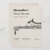 Vintage Musik Saxophon Einladung (Vorne/Hinten)