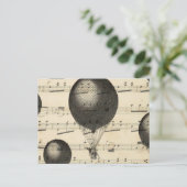 Vintage Musik und antike Heißluftballons Postkarte (Stehend Vorderseite)