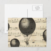 Vintage Musik und antike Heißluftballons Postkarte (Vorne/Hinten)
