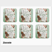 Vintage Musik und Blume Quadratischer Aufkleber (Blatt)