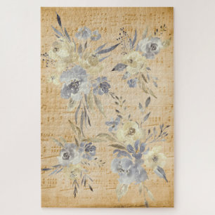 Vintage-Musik und Blumen Puzzle