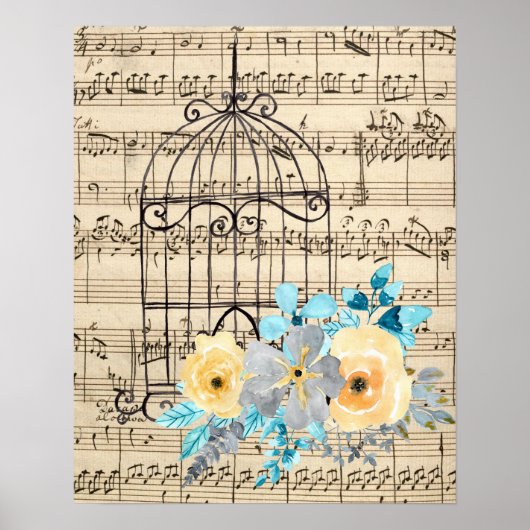 Vintage Musik und Geburtsstunde Poster (Vorne)