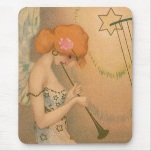 Vintage-Musik viktorianische Engel Musiker Flöte H Mousepad