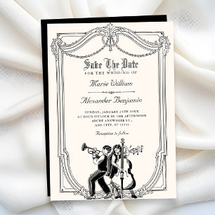 Vintage musikalische Hochzeit Save The Date