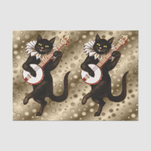 vintage musikalische Katzen-Taschentücher Seidenpapier