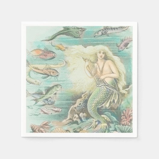 Vintage musikalische Meerjungfrau Serviette (Vorderseite)