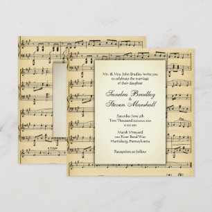 Vintage-Musikblatt-Hochzeits-Einladung Einladung