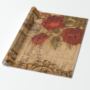 Vintage-Musikcover & Rose im Shabby-Chic-Stil Geschenkpapier