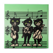 Vintage Musiker Black Cats Musiknoten Fliese (Vorderseite)