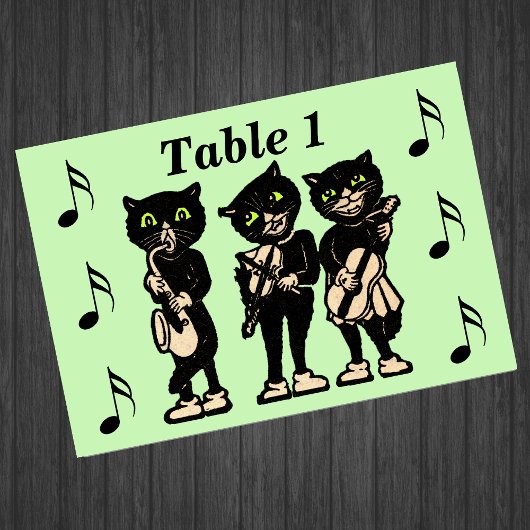 Vintage Musiker Black Cats Musiknoten Tischnummer
