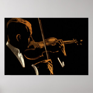 Vintage-Musiker, Geiger spielt Violinmusik Poster