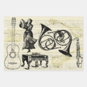 Vintage Musikinstrumente Geschenkpapier Set (Vorderseite)