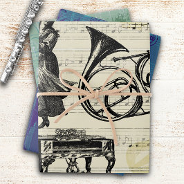 Vintage Musikinstrumente Geschenkpapier Set