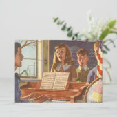 Vintage Musiklehrerin Unterricht Schüler/innen am  (Stehend Vorderseite)