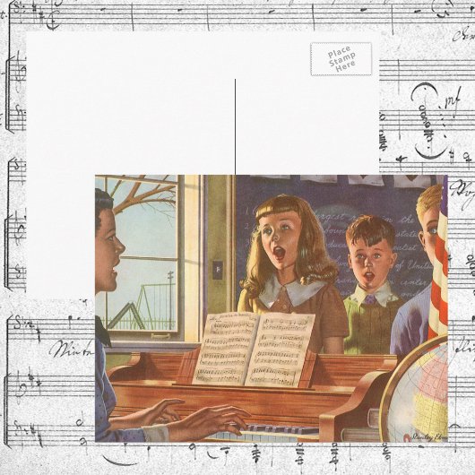 Vintage Musiklehrerin Unterricht Schüler/innen am  Postkarte
