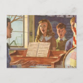 Vintage Musiklehrerin Unterricht Schüler/innen am  Postkarte (Vorderseite)