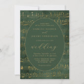 Vintage Musikmanuskript Grüne Goldhochzeit Einladung (Vorderseite)
