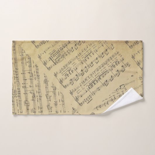 Vintage Musiknote Badhandtuch Set (Handtuch)