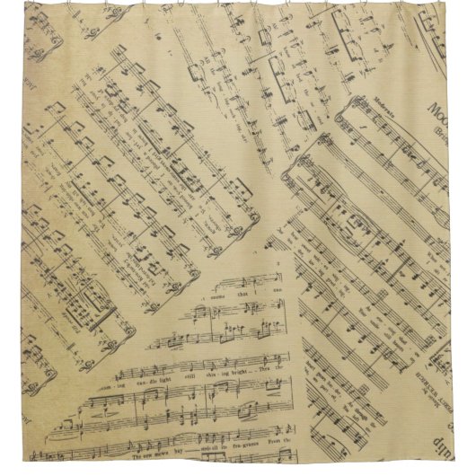 Vintage Musiknote Duschvorhang (Vorderseite)