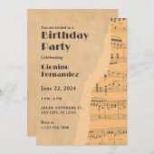 Vintage Musiknote Einladung (Vorne/Hinten)