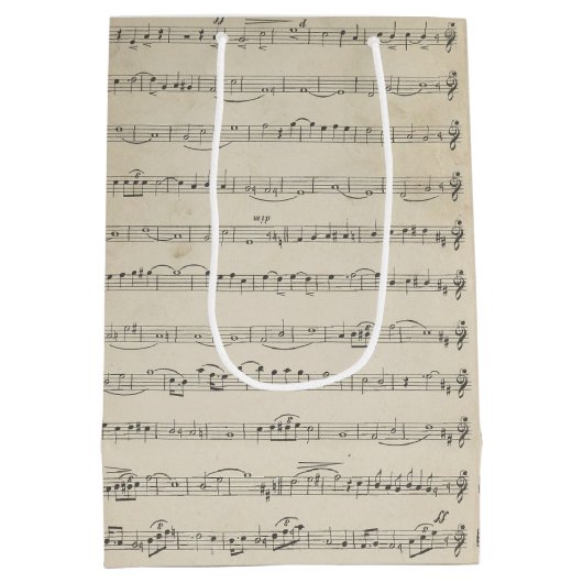 Vintage Musiknote Mittlere Geschenktüte (Rückseite)