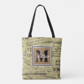 Vintage Musiknote Musician Monogram Tasche (Rückseite)
