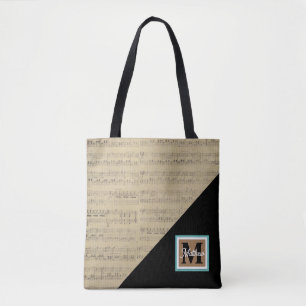 Vintage Musiknote Musiker Monogram Tasche