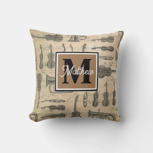 Vintage-Musiknote Musiker-Monogramm Kissen