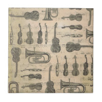 Vintage Musiknote Muster Gitarre Violin Tuba