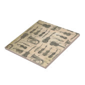 Vintage Musiknote Muster Gitarre Violin Tuba Fliese (Seite)