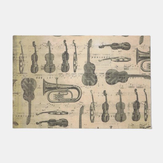 Vintage Musiknote Muster Gitarre Violin Tuba Fußmatte (Vorderseite)
