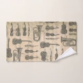 Vintage Musiknote Muster Gitarre Violin Tuba Handtuch (Handtuch)