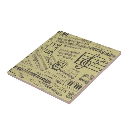 Vintage Musiknote Muster Musiker Fliese (Seite)