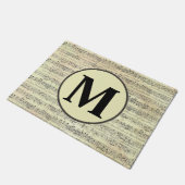 Vintage Musiknote Muster Musiker Monogram Fußmatte (Schrägansicht)